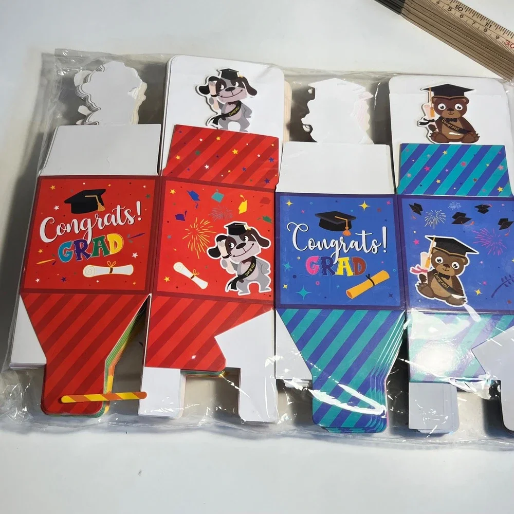 48pc Graduation Favor Boxes Multicolor Animal Class of 2025 Treat Bags